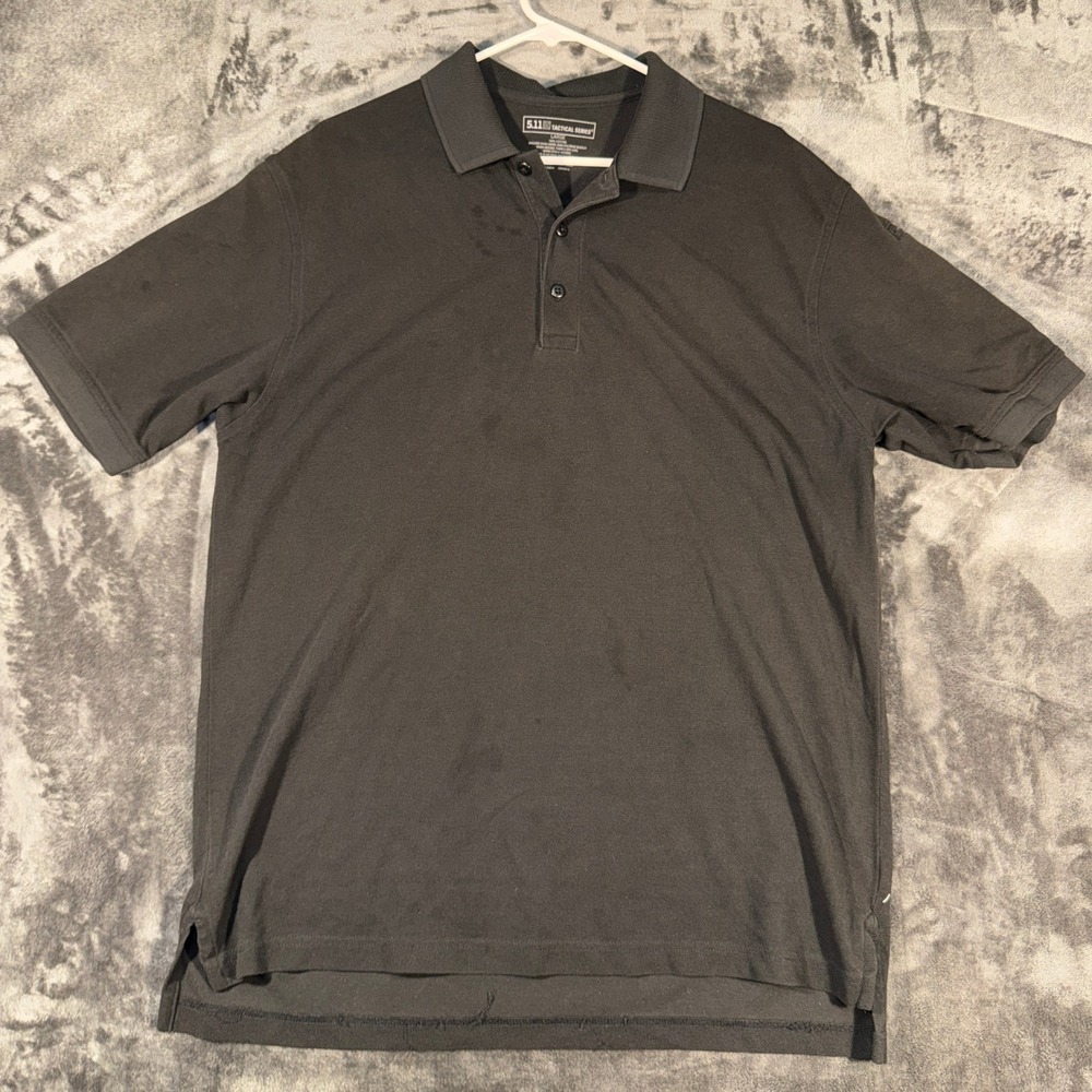 5.11 Tactical Series Mens Large Black Cotton Pique Short Sleeve Polo Shirt